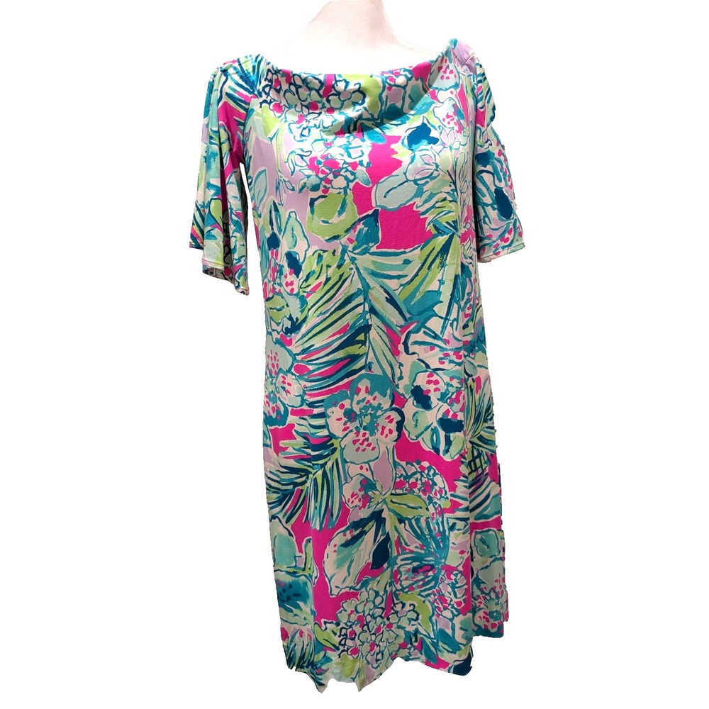 Lilly Pulitzer Dress‎ Womens M Early Bloomer Fawcett Floral Rayon Spandex NWT